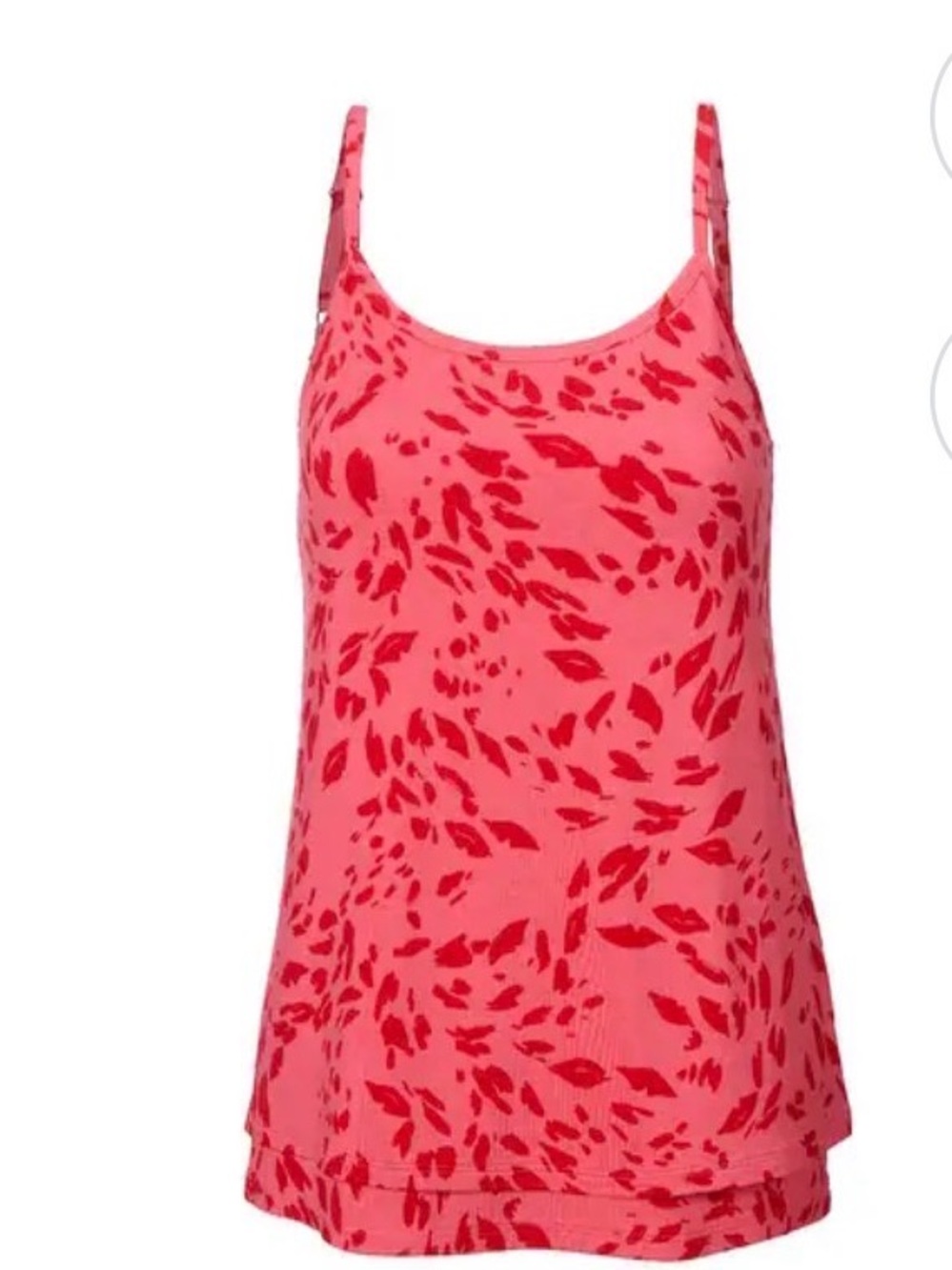 Guess Bright Coral Floral Crow Neck Layered Tank Top Tee XL